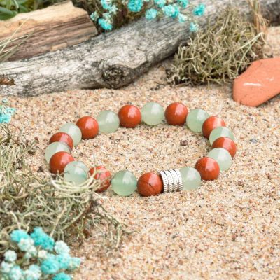 Bracelet d'aventurine et de jaspe rouge