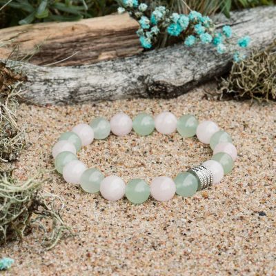 Bracelet d'aventurine et de quartz rose