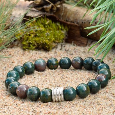 Bracelet en héliotrope (pierre de sang)