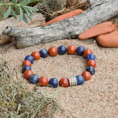 Bracelet en sodalite et jaspe rouge