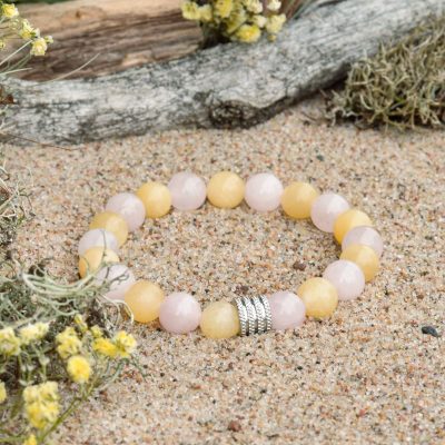 Bracelet de calcite et de quartz rose