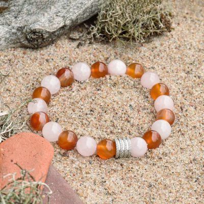 Bracelet de quartz rose et cornaline
