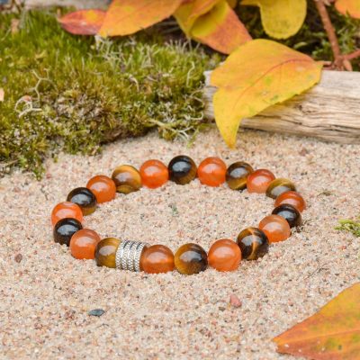 Bracelet en oeil de tigre et en cornaline