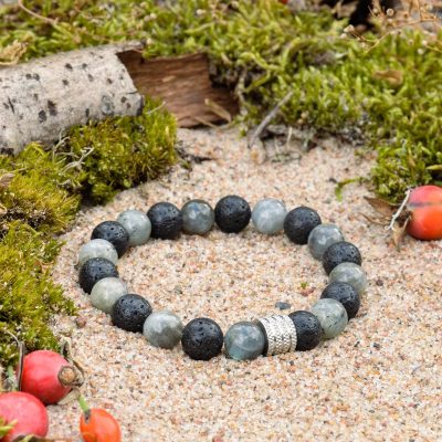 Bracelet en pierre de lave et labradorite