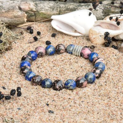 Bracelet en rhodonite et lapis-lazuli