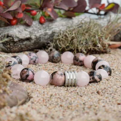 Bracelet de rhodonite et de quartz rose