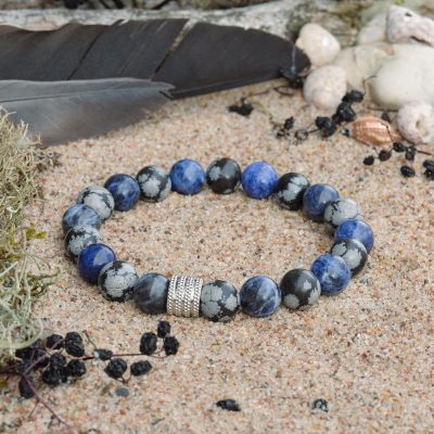 Bracelet en obsidienne flocon de neige et sodalite