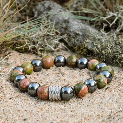 Bracelet en unakite et en hématite