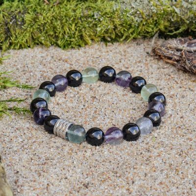 Bracelet en fluorite et tourmaline noire (Sherlock)
