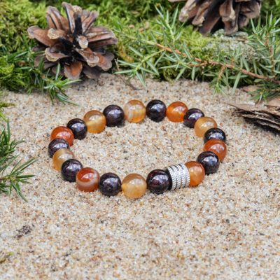 Bracelet en grenat et cornaline