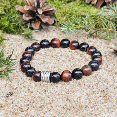 Bracelet d'agate noire et d'oeil de chat