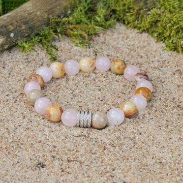Bracelet Crazy Lace Agate et Quartz Rose