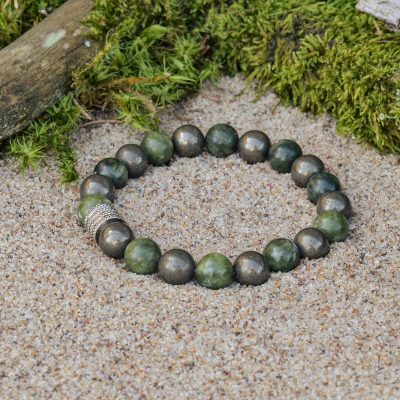 Bracelet en néphrite (Jade) et pyrite