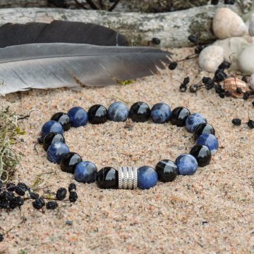 Bracelet de sodalite et d'agate noire