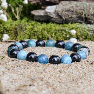 Bracelet en Apatite et Tourmaline Noire (Schorl)