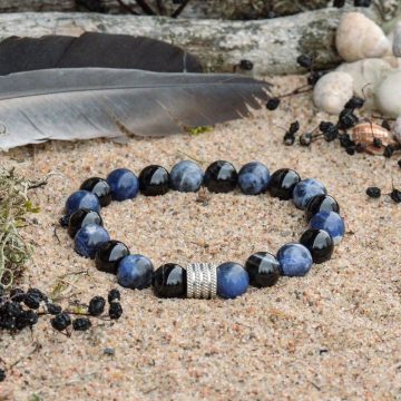 Bracelet en Sodalite et Agate Noire